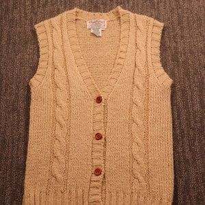 Vintage Wayne Taylor Womens Sweater Vest Medium Tan Cozy Light Academia Preppy